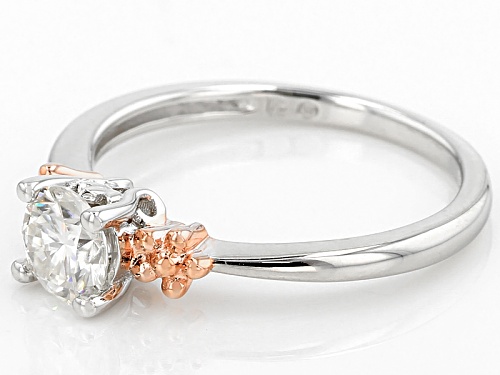Moissanite Fire® .60ct Dew Platineve™ And 14k Rose Gold Over Sterling Two Tone Ring - Size 10