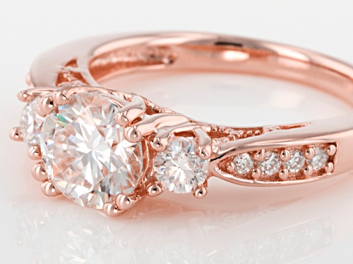 Moissanite Fire® 1.60ctw Dew Round 14k Rose Gold Over Sterling Silver Ring - Size 10