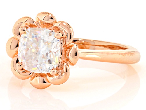 Moissanite Fire® 1.70ct Dew Cushion Cut 14k Rose Gold Over Sterling Silver Ring - Size 10