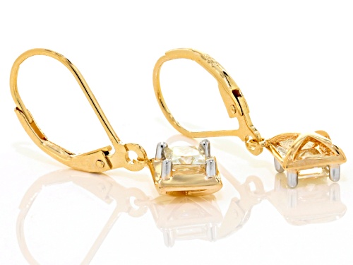Moissanite Fire® .82ctw Dew Square Brilliant 14k Yellow Gold Over Sterling Silver Earrings