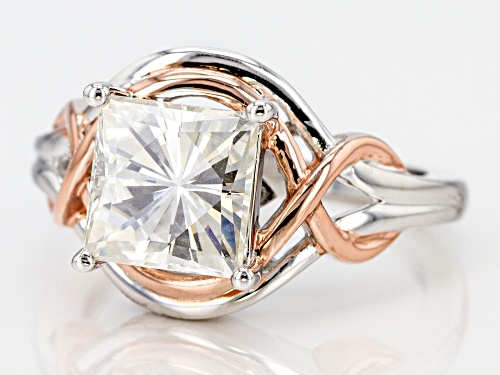 Moissanite Fire® 3.10ctw Dew Platineve™ And 14k Rose Gold Platineve Ring - Size 10