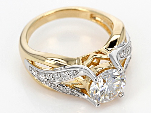 Moissanite Fire® 2.30ctw Dew Platineve™ And 14k Yellow Gold Platineve Ring - Size 6