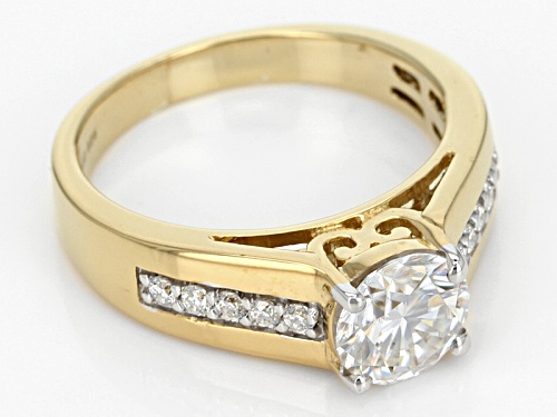 Moissanite Fire® 1.40ctw Dew Round 14k Yellow Gold Over Silver Ring - Size 10