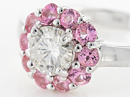 Moissanite Fire® .80ct Dew And .80ctw Pink Sapphire  Platineve™ Ring - Size 11