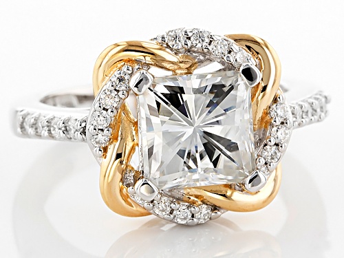 Moissanite Fire® 2.82ctw Dew Platineve™ And 14k Yellow Gold Over Platineve Ring - Size 10