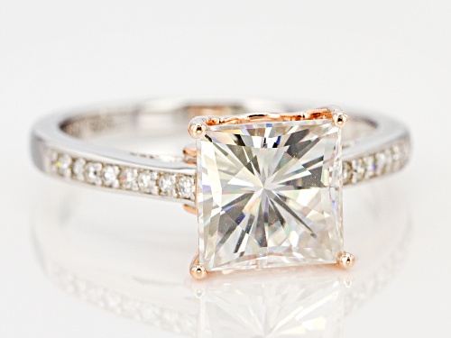 Moissanite Fire® 3.26ctw Dew Platineve™ And 14k Rose Gold Over Platineve Two Tone Ring - Size 9