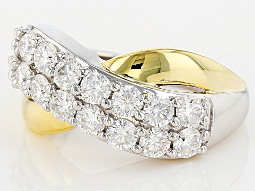 Moissanite Fire® 1.60ctw Dew Platineve™ And 14k Yellow Gold Over Platineve Two Tone Ring - Size 6
