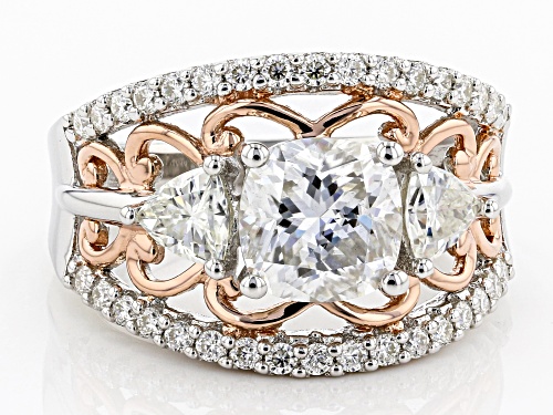 Moissanite Fire® 3.28ctw Platineve™ And 14k Rose Gold Over Platineve™ Two Tone Ring - Size 6