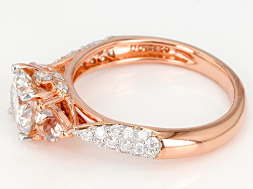 Moissanite Fire® 1.54ctw Dew And .38ctw Morganite 14k Rose Gold Over Silver Ring - Size 10