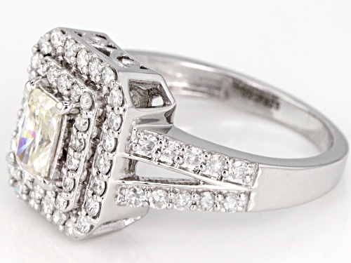 Moissanite Fire® 1.32ctw Diamond Equivalent Weight Radiant Cut And Round Platineve™ Ring - Size 9