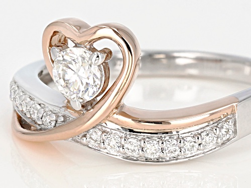 Moissanite Fire® .37ctw Dew Platineve™ And 14k Rose Gold Over Platineve™ Two Tone Ring - Size 6