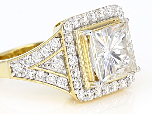 Moissanite Fire® 3.98ctw Dew Square Brilliant And Round 14k Yellow Gold Over Silver Ring - Size 9