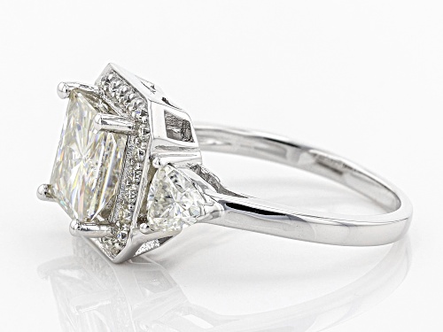 MOISSANITE FIRE® 3.34CTW DEW SQUARE BRILLIANT AND TRILLION CUT WITH ROUND PLATINEVE™ RING - Size 8