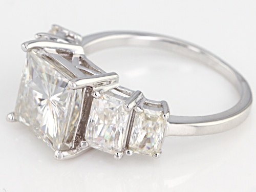 MOISSANITE FIRE® 5.16CTW DEW SQUARE BRILLIANT AND RADIANT CUT PLATINEVE® RING - Size 11