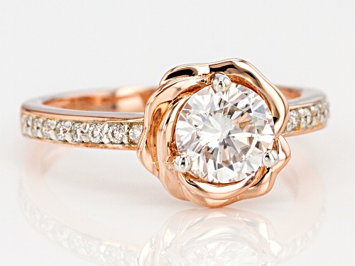 MOISSANITE FIRE® 1.16CTW DEW ROUND 14K ROSE GOLD OVER SILVER RING - Size 6