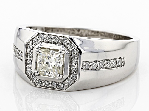 MOISSANITE FIRE® .97CTW DEW SQUARE RADIANT CUT AND ROUND PLATINEVE™ MENS  RING - Size 10