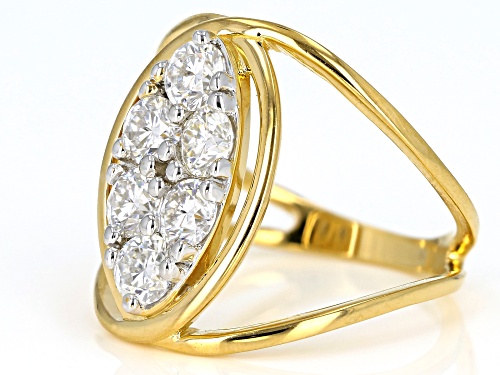 MOISSANITE FIRE® 1.38CTW DEW ROUND 14K YELLOW GOLD OVER SILVER RING - Size 6