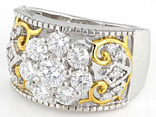MOISSANITE FIRE(R) 1.57CTW DEW PLATINEVE(R) AND 14K YELLOW GOLD OVER PLATINEVE RING - Size 7