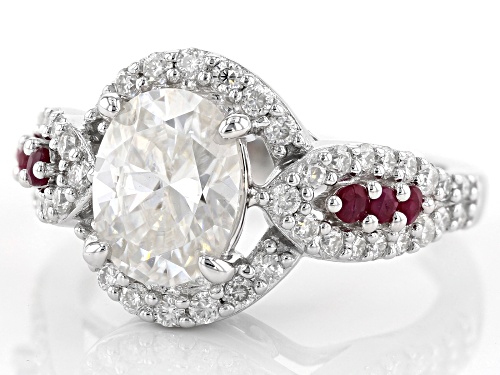 MOISSANITE FIRE® 2.98CTW DEW AND .23CTW RUBY PLATINEVE™ RING - Size 5