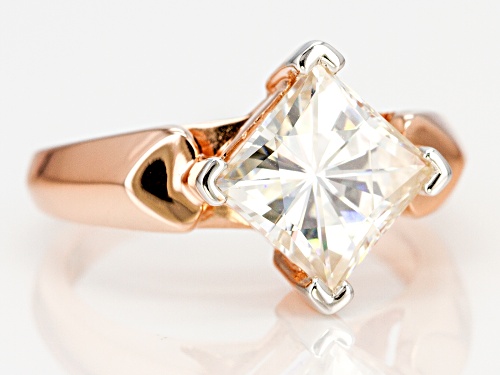 MOISSANITE FIRE® 3.10CT DEW SQUARE BRILLIANT 14K ROSE GOLD OVER STERLING SILVER RING - Size 8
