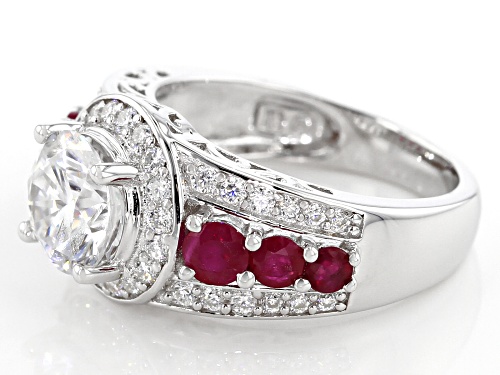 MOISSANITE FIRE® 2.62CTW DEW AND .87CTW RUBY PLATINEVE™ RING - Size 6