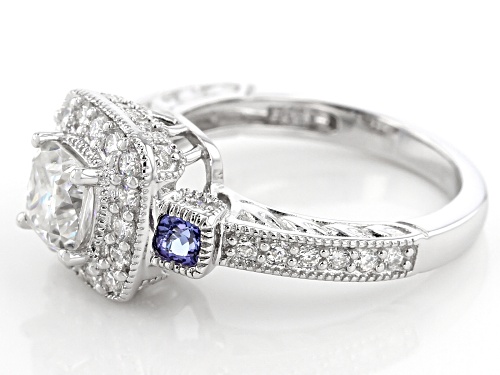 MOISSANITE FIRE® 1.94CTW DEW AND .26CTW TANZANITE PLATINEVE™ RING - Size 10