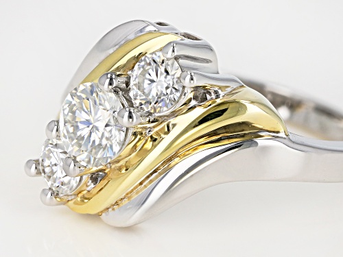 MOISSANITE FIRE® 1.26CTW DEW PLATINEVE™ AND 14K YELLOW GOLD OVER PLATINEVE RING - Size 6