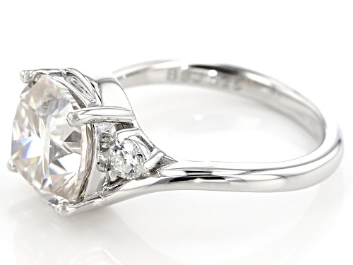 Moissanite Fire® 3.50ctw Diamond Equivalent Weight Cushion Cut And Round Platineve™ Ring - Size 11