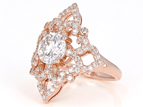 MOISSANITE FIRE® 2.62CTW DEW ROUND 14K ROSE GOLD OVER STERLING SILVER RING - Size 6