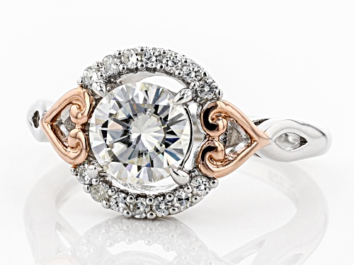 MOISSANITE FIRE® 1.34CTW DEW ROUND PLATINEVE™ AND 14K ROSE GOLD OVER PLATINEVE RING - Size 7