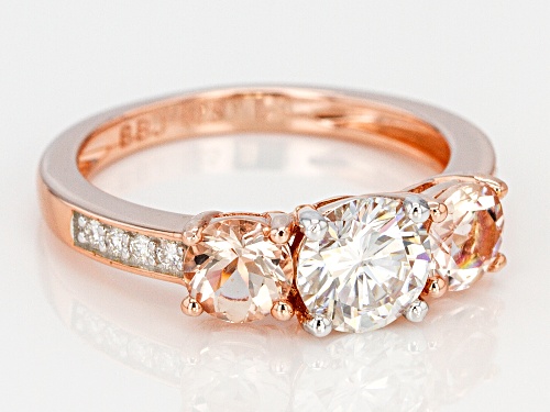 MOISSANITE FIRE® 1.08CTW DEW .82CTW MORGANITE 14K ROSE GOLD OVER SILVER RING - Size 7