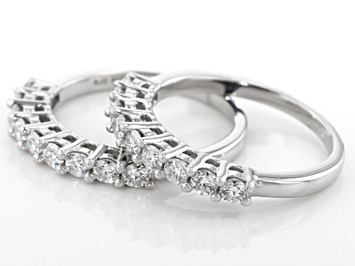 MOISSANITE FIRE® 1.08CTW DEW ROUND PLATINEVE® SET OF TWO BANDS - Size 5