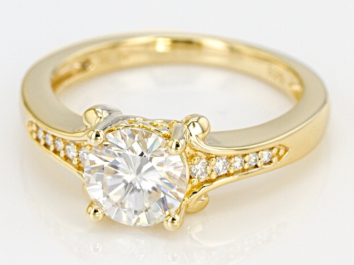 MOISSANITE FIRE® 1.32CTW DEW ROUND 14K YELLOW GOLD OVER STERLING SILVER RINGS - Size 6