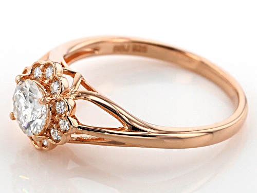 MOISSANITE FIRE® .84CTW DEW 14K ROSE GOLD OVER STERLING SILVER RING - Size 6