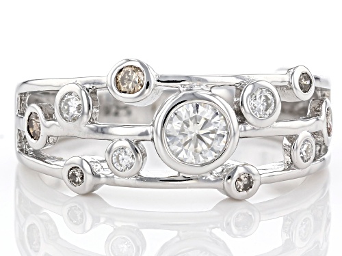 MOISSANITE FIRE® .33CTW DEW AND .15CTW CHAMPAGNE DIAMOND PLATINEVE® RING - Size 6