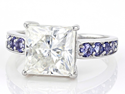 MOISSANITE FIRE® 4.30CT DEW AND .56CTW TANZANITE PLATINEVE® RING - Size 10