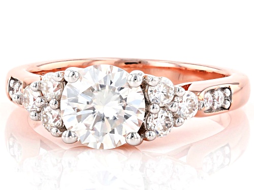 MOISSANITE FIRE® 1.64CTW DEW ROUND 14K ROSE GOLD OVER SILVER RING - Size 10