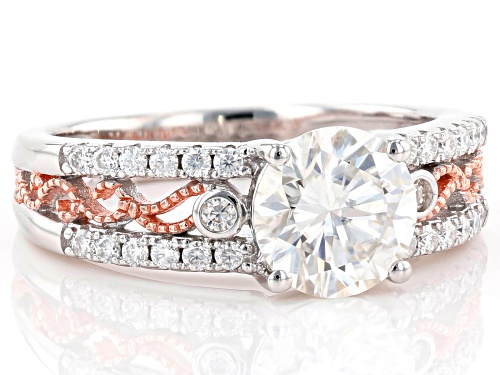 MOISSANITE FIRE® 1.78CTW DEW PLATINEVE® WITH 14K ROSE GOLD ACCENT RING - Size 6