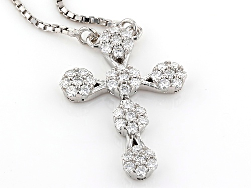 MOISSANITE FIRE® .42CTW DEW ROUND CROSS PLATINEVE® NECKLACE - Size 18