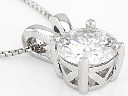 MOISSANITE FIRE® 2.20CT DEW ROUND PLATINEVE® PENDANT WITH BOX CHAIN