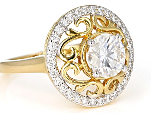 MOISSANITE FIRE(R) 1.52CTW DEW 14K YELLOW GOLD OVER STERLING SILVER RING - Size 11