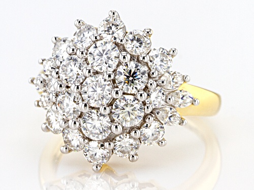 MOISSANITE FIRE(R) 2.66CTW DEW 14K YELLOW GOLD OVER SILVER RING - Size 7