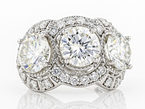 MOISSANITE FIRE(R) 9.14CTW DEW ROUND PLATINEVE(R) RING - Size 10