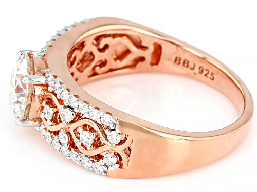 MOISSANITE FIRE(R) 1.44CTW DEW ROUND 14K ROSE GOLD OVER SILVER RING - Size 9