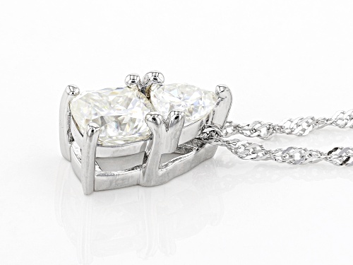 MOISSANITE FIRE(R) 1.50CTW DEW TRILLION AND CUSHION CUT PENDANT WITH CHAIN