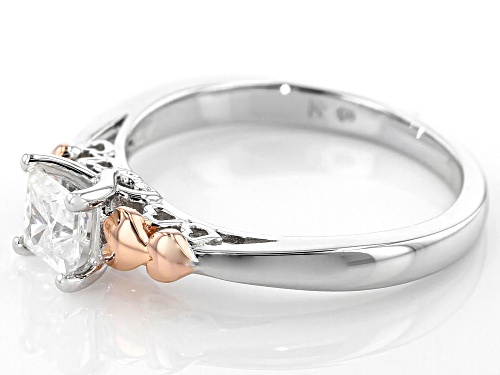 MOISSANITE FIRE(R) .60CT DEW SQUARE BRILLIANT PLATINEVE(R) AND 14K ROSE GOLD OVER PLATINEVE RING - Size 10