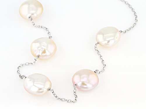 13-16mm Multi-Color Cultured Freshwater Pearl Rhodium Over Sterling Silver 20 Inch Necklace - Size 20