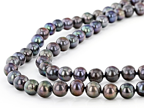 7-8mm Black Cultured Freshwater Pearl 48 Inch Endless Strand Necklace - Size 48