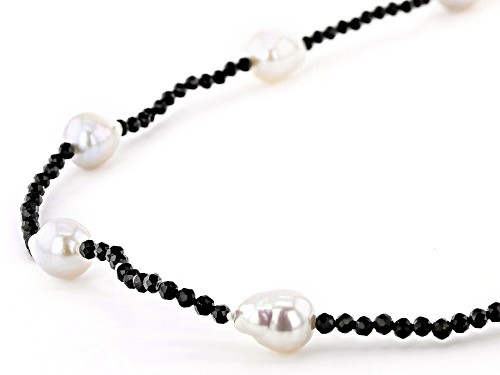 Genusis™ 7-8mm White Cultured Freshwater Pearl & Black Spinel 32 Inch Endless Necklace - Size 32