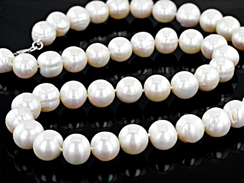 12-13mm White Cultured Freshwater Pearl Rhodium Over Sterling Silver 24 Inch Necklace - Size 24